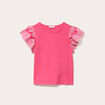 T-shirt manches brod&eacute;es rose fushia femme