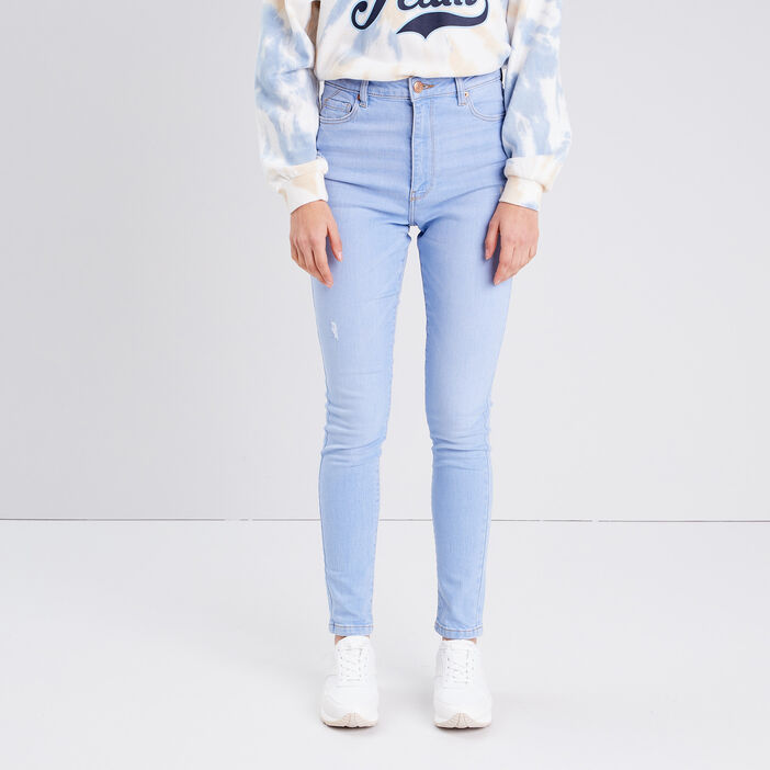 Jeans skinny taille haute denim baby bleu femme