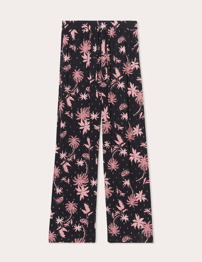 Pantalon large fluide noir femme