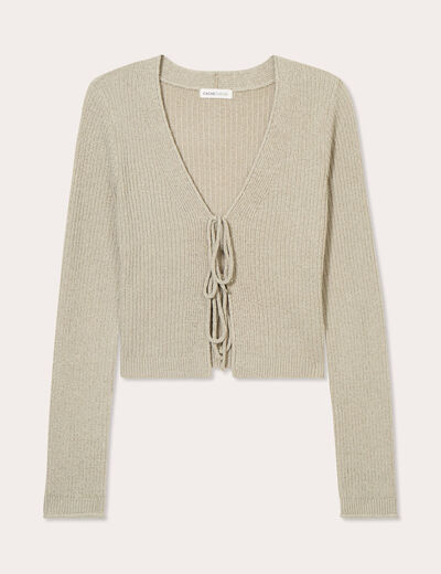Gilet noeuds devant vert kaki femme