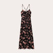 Robe longue évasée bretelles noir femme