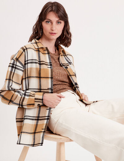 Surchemise manches longues beige femme