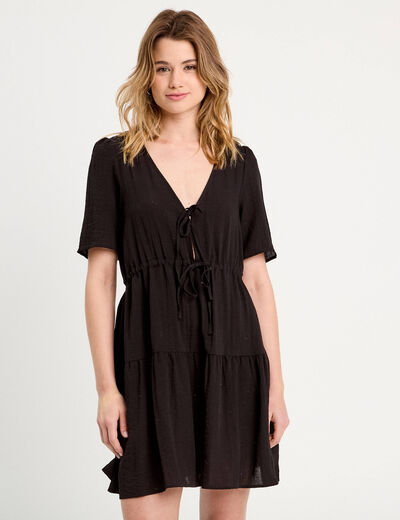 Robe évasée avec noeuds noir femme
