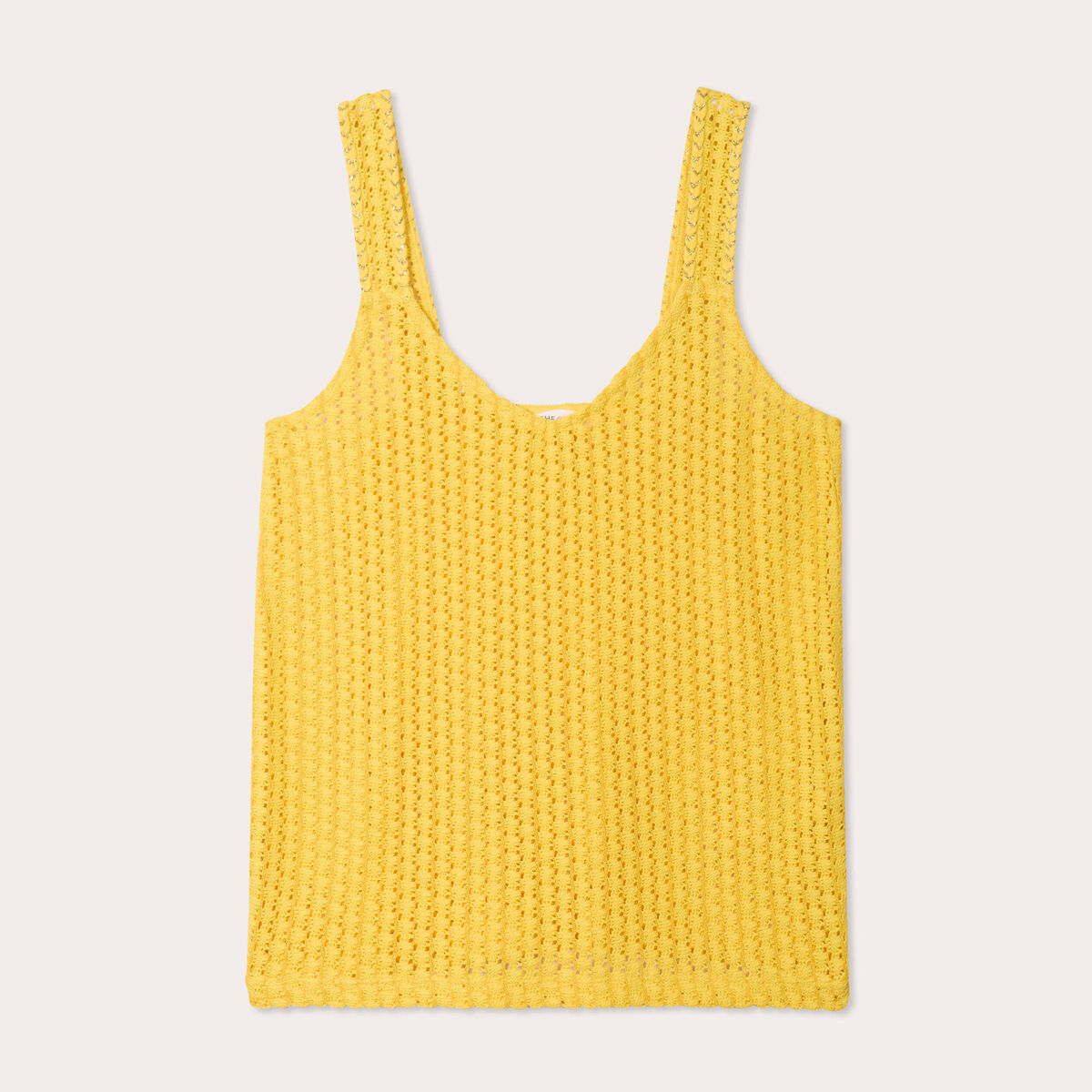 Débardeur effet crochet jaune femme