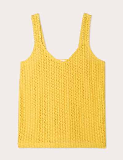 Débardeur effet crochet jaune femme
