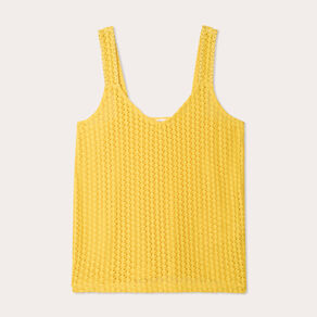 debardeur effet crochet jaune femme Débardeur effet crochet jaune femme