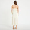 Robe longue droite en maille ecru femme