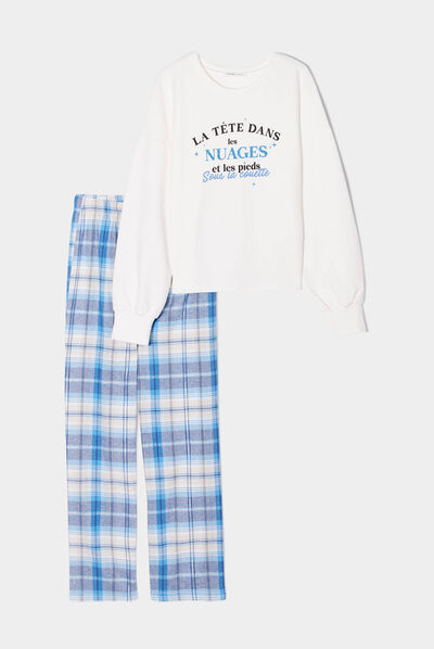 Ensemble pyjama 2 pièces bleu pastel femme