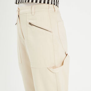 Pantalon cargo bas resserré sable femme