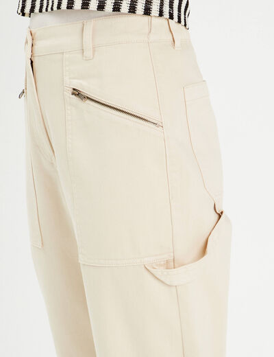 Pantalon cargo bas resserré sable femme