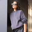 Sweat oversize &agrave; capuche manches longues gris fonc&eacute; femme