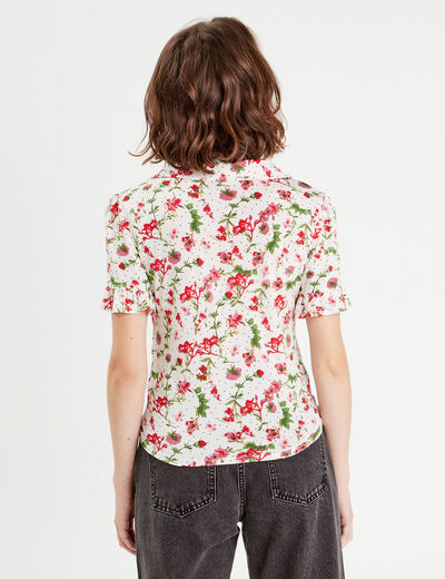 Chemise manches courtes nouée blanc femme