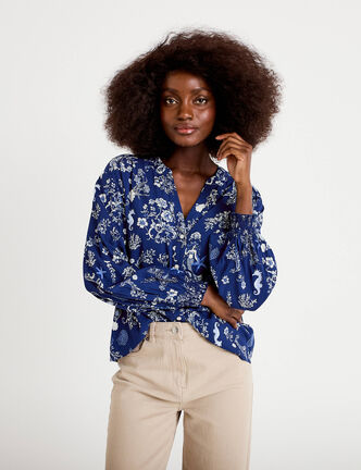 Blouse droite bleu marine femme