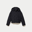Veste droite &agrave; capuche manches longues noir femme