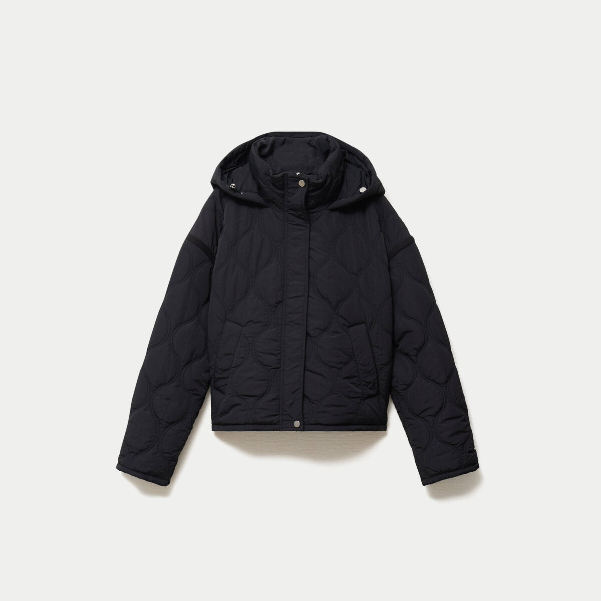 Veste droite &agrave; capuche manches longues noir femme