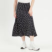 Jupe midi évasée fluide noir femme