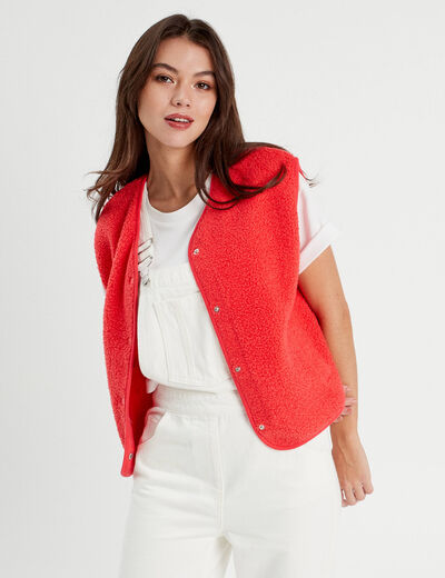 Gilet polaire sans manches rouge femme