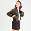 Veste bomber simili cuir noir femme
