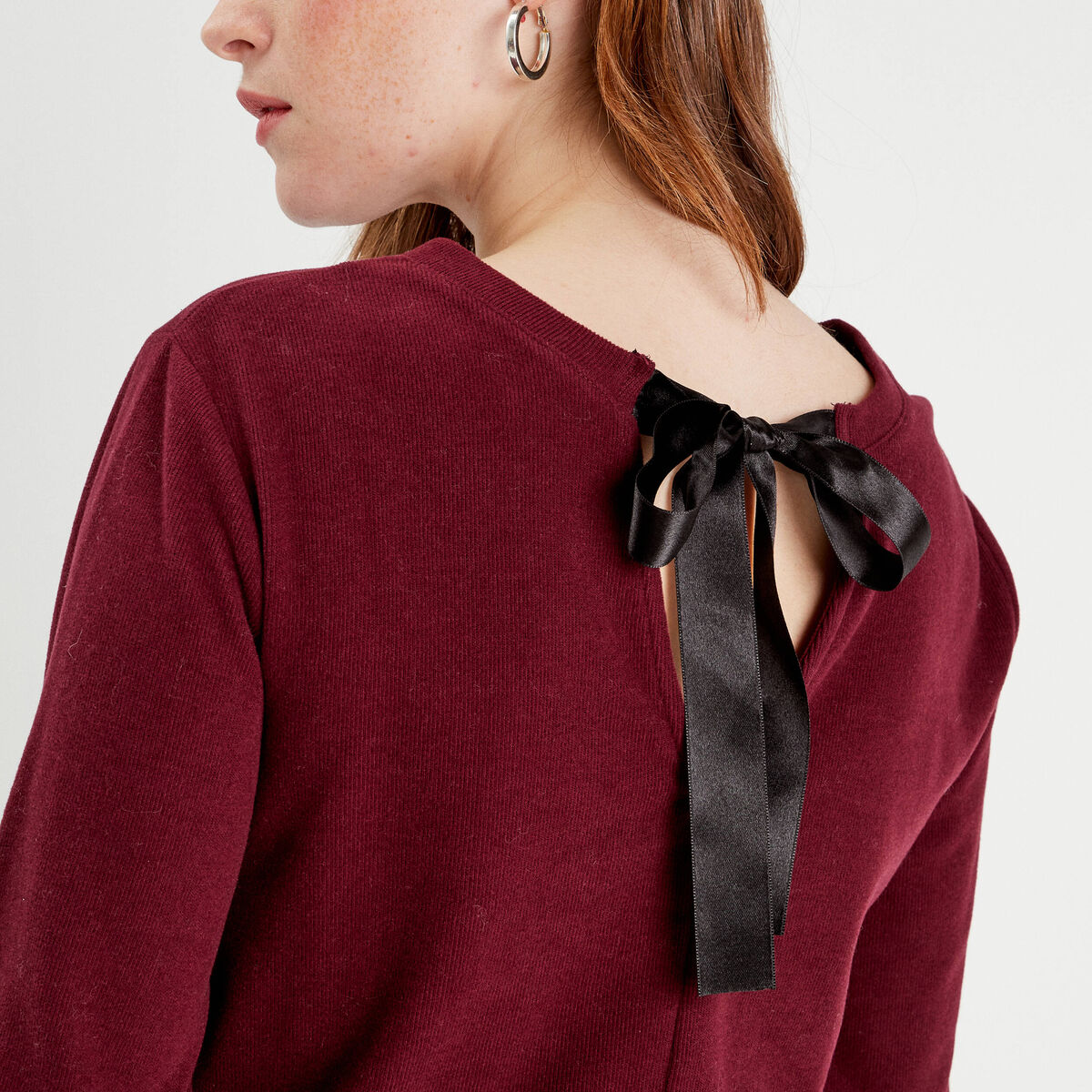 T-shirt dos avec noeud violet foncé femme