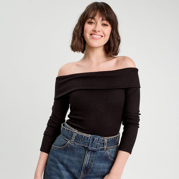 t shirt manches longues noir femme T-shirt manches longues noir femme