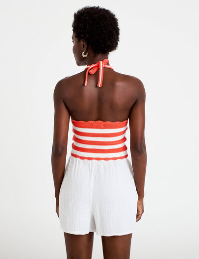 D&eacute;bardeur dos nu crochet rouge femme