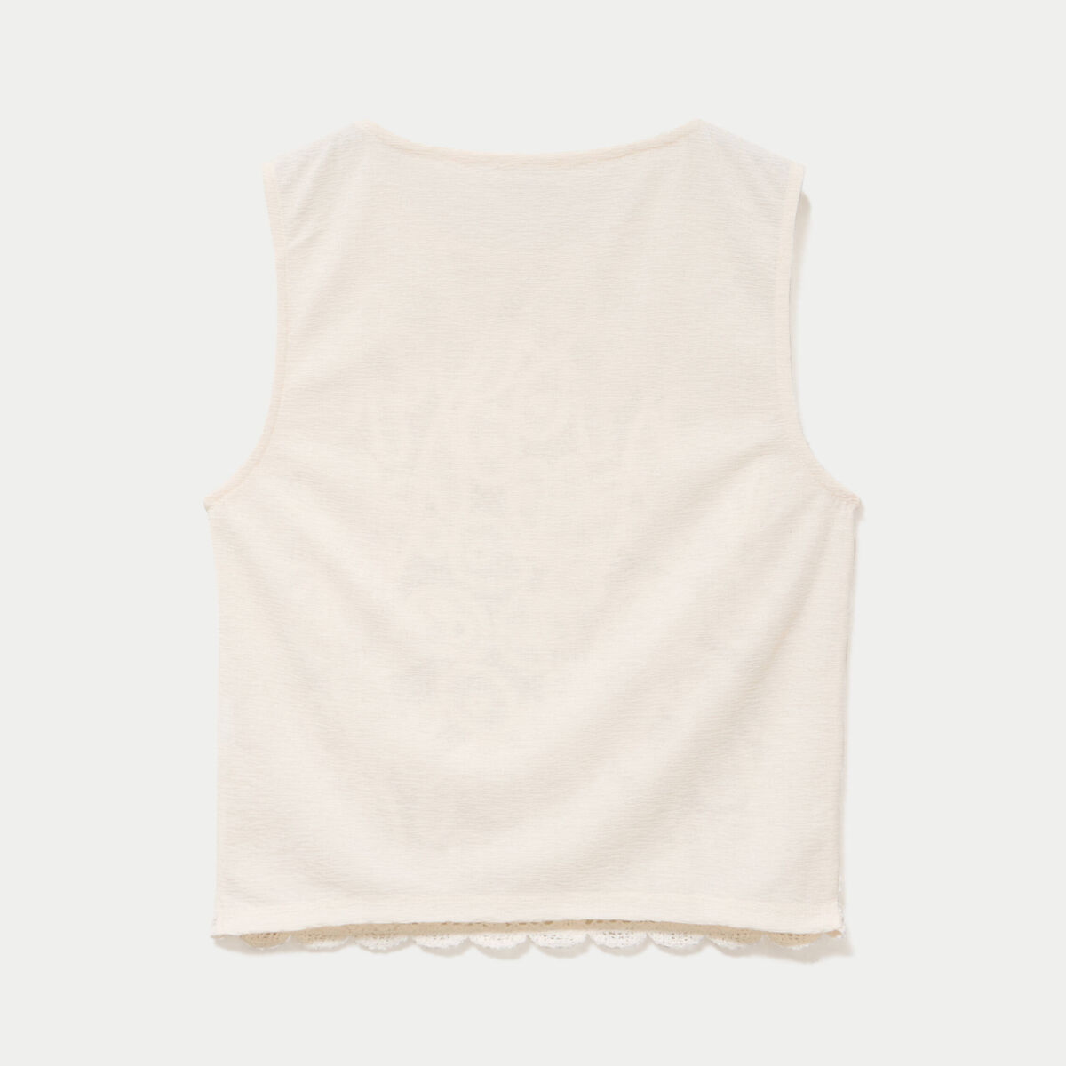 D&eacute;bardeur col rond aspect dentelle ecru femme