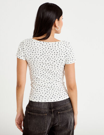 T-shirt c&ocirc;tel&eacute; blanc femme