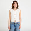 Gilet sans manches col rond ecru femme