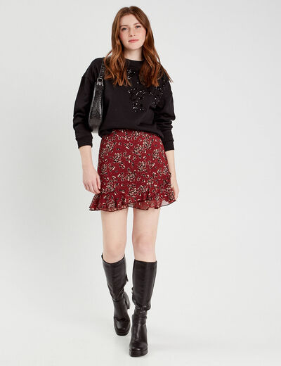 Jupe-short évasée bordeaux femme