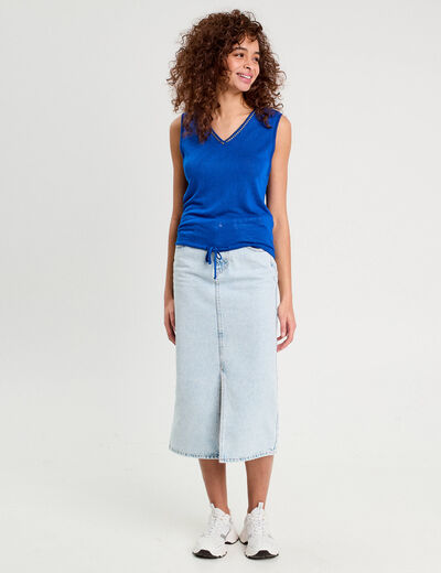 Débardeur détail noeud bleu electrique femme