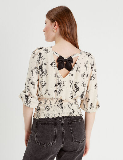 Blouse manches 3/4 blanc femme