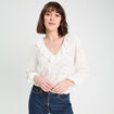 Blouse effet dentelle ecru femme