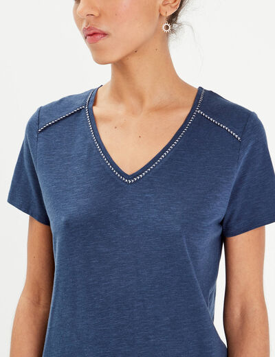 T-shirt manches courtes bleu foncé femme