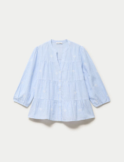 Chemise droite manches 3/4 blanc femme