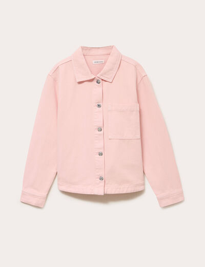 Surchemise oversize col classique rose clair femme