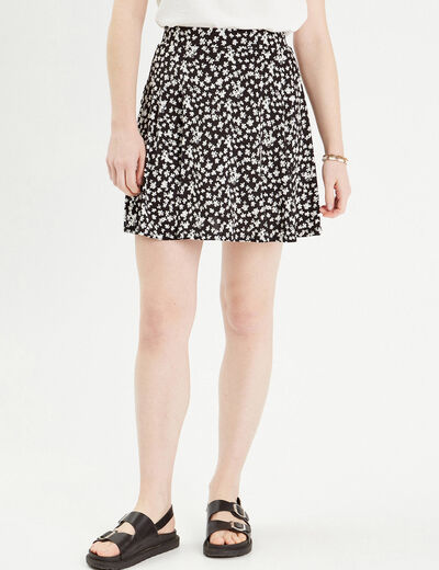 Jupe short droite noir femme