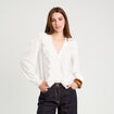Blouse avec volants ecru femme