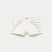 Short en jean avec broderie ecru femme
