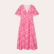 Robe longue évasée rose fushia femme