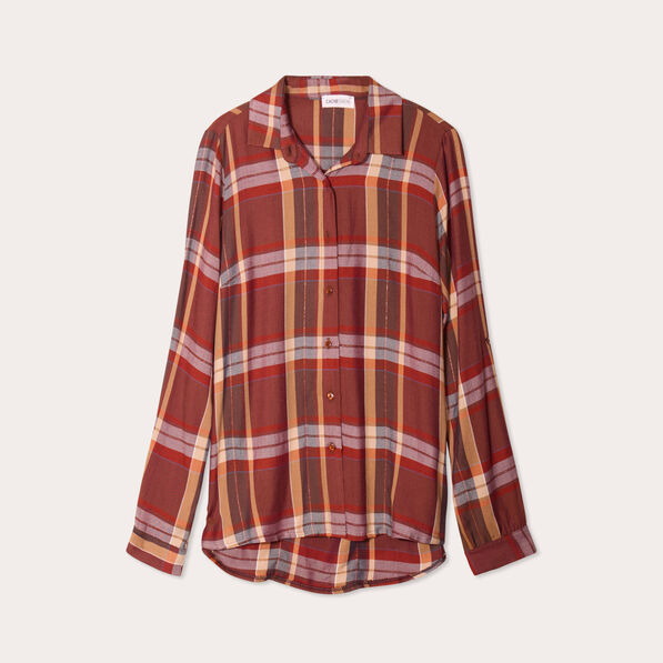 Chemise manches longues marron femme
