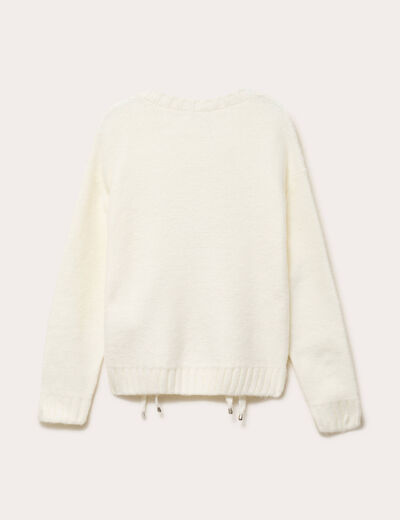 Pull &agrave; torsades ecru femme