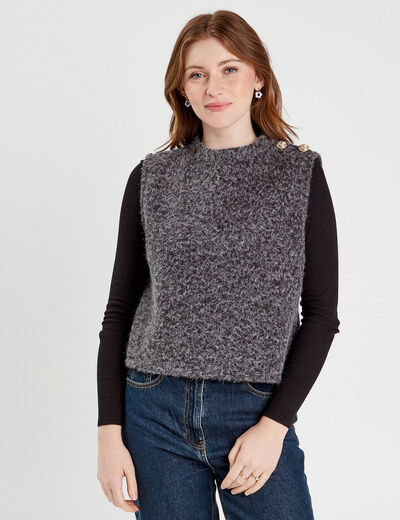 Pull sans manches gris foncé femme