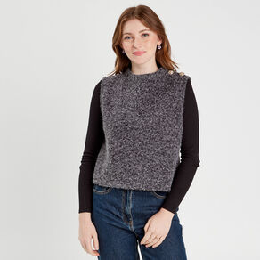 pull sans manches gris fonce femme Pull sans manches gris foncé femme