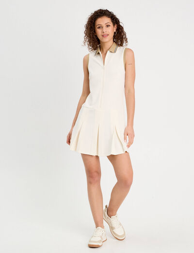 Robe trapèze sans manches ecru femme