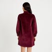 Robe droite velours col montant bordeaux femme