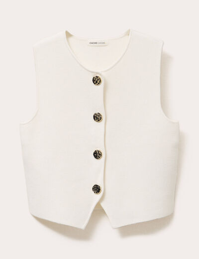 Gilet sans manches cropped ecru femme
