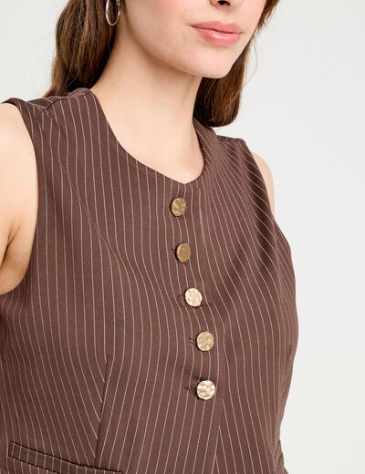 Veston sans manches marron chocolat femme