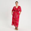Robe longue évasée col en V rouge femme