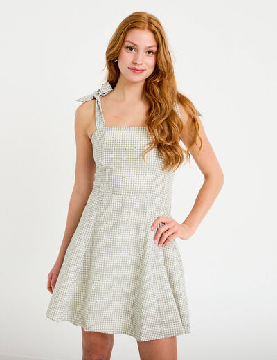 Robe patineuse courte &agrave; fines bretelles gris femme