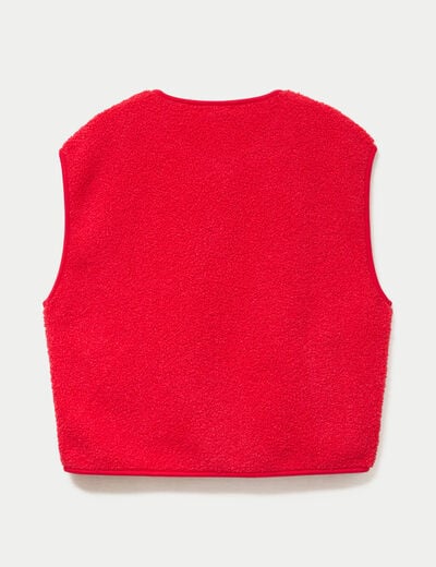 Gilet sans manches effet polaire rouge femme